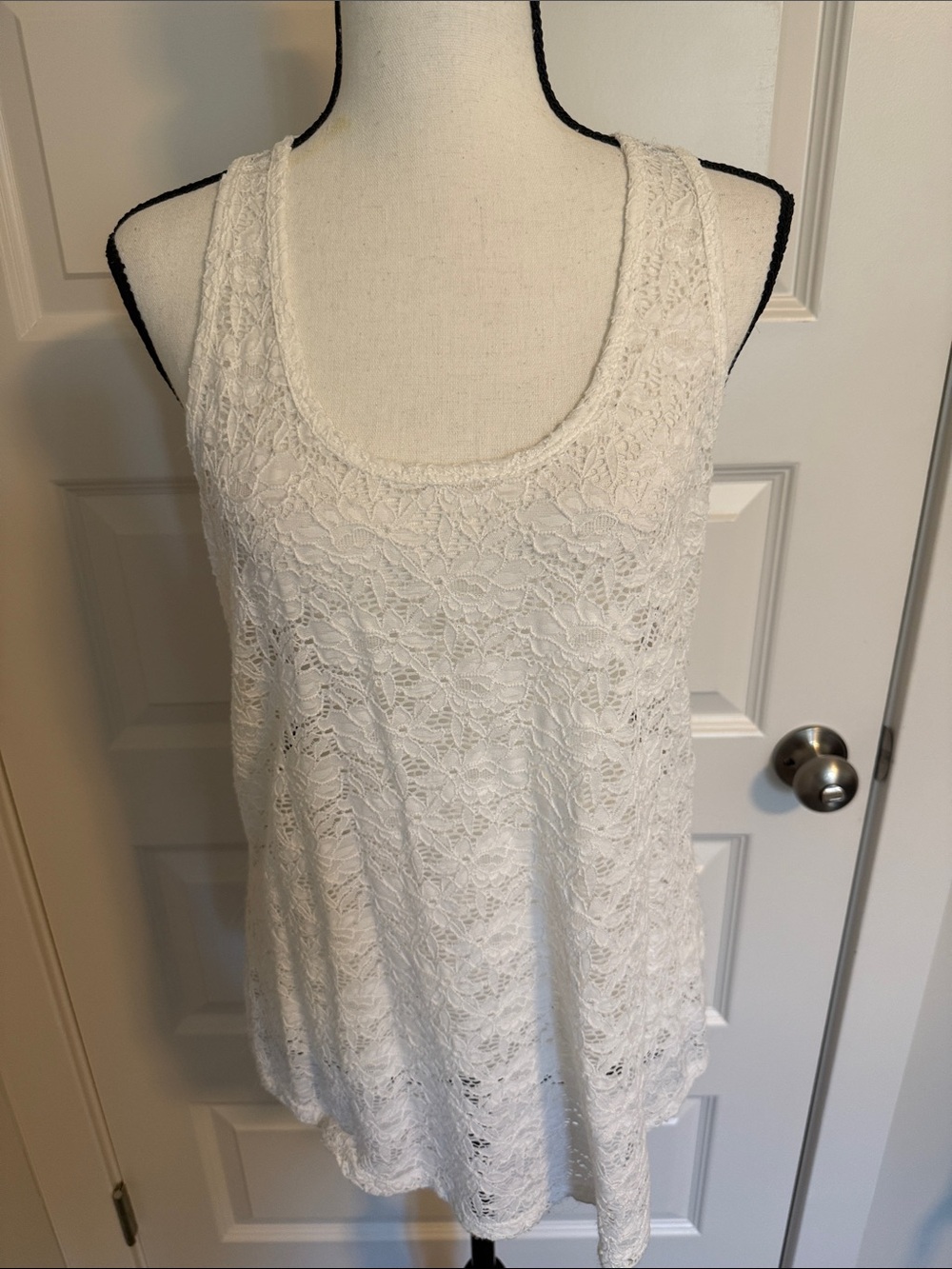 Maurices | Women's White Lace Scoop Neck Razorback Tank Top